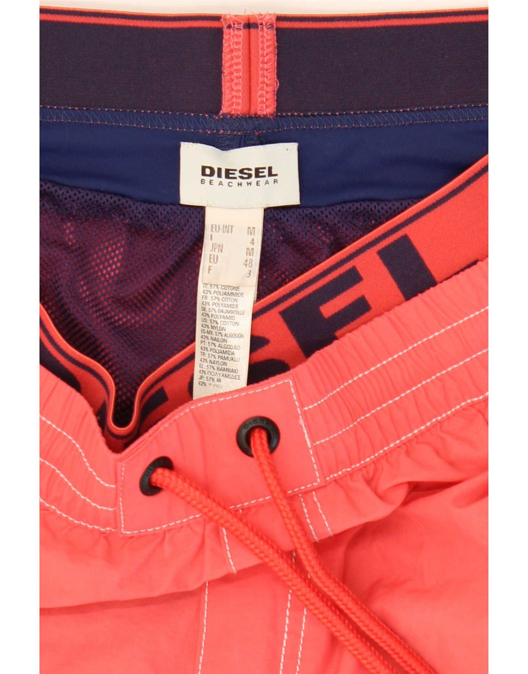 Diesel Mens Graphic Swimming Shorts EU 48 Medium  Red Cotton