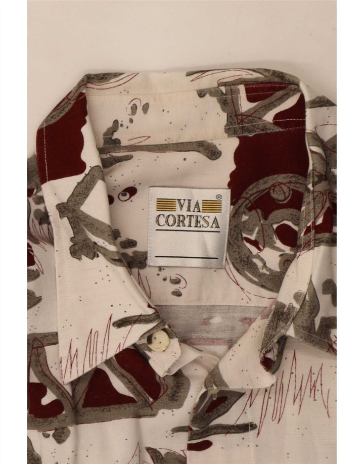 Via Cortesa Mens Abstract Pattern Short Sleeve Shirt XL White