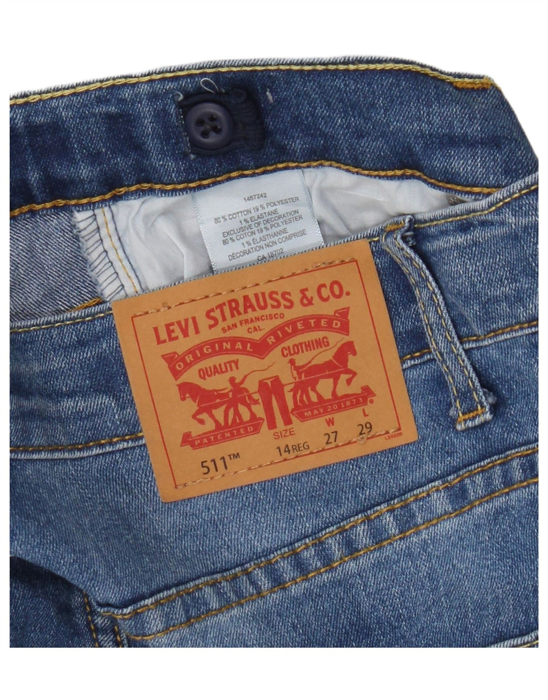 Levi's Boys 511 Slim Jeans 14-15 Years W27 L29 Blue Cotton