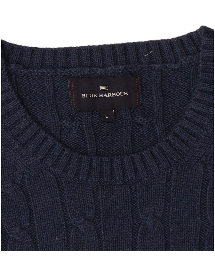 Marks & Spencer Mens Blue Harbour Crew Neck Jumper Sweater Large Navy Blue