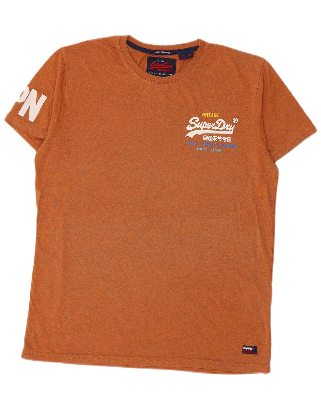 SUPERDRY Mens Graphic T-Shirt Top XL Orange Flecked Cotton