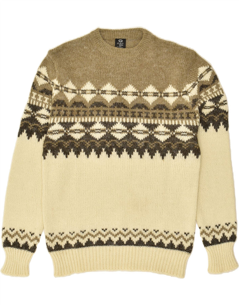 C&A Mens Crew Neck Jumper Sweater XL Beige Fair Isle Acrylic | Vintage C&A | Thrift | Second-Hand C&A | Used Clothing | Messina Hembry 