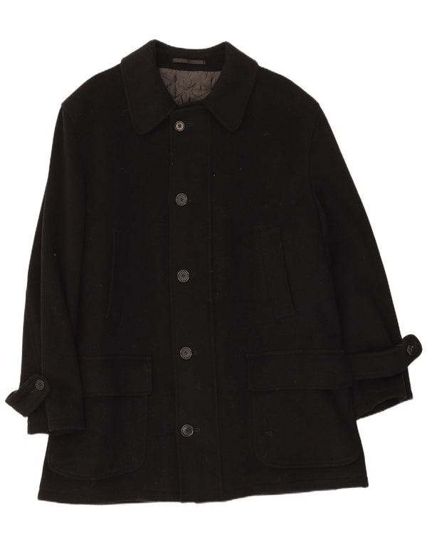 Pierre Cardin Mens Overcoat IT 50 Large Black Wool