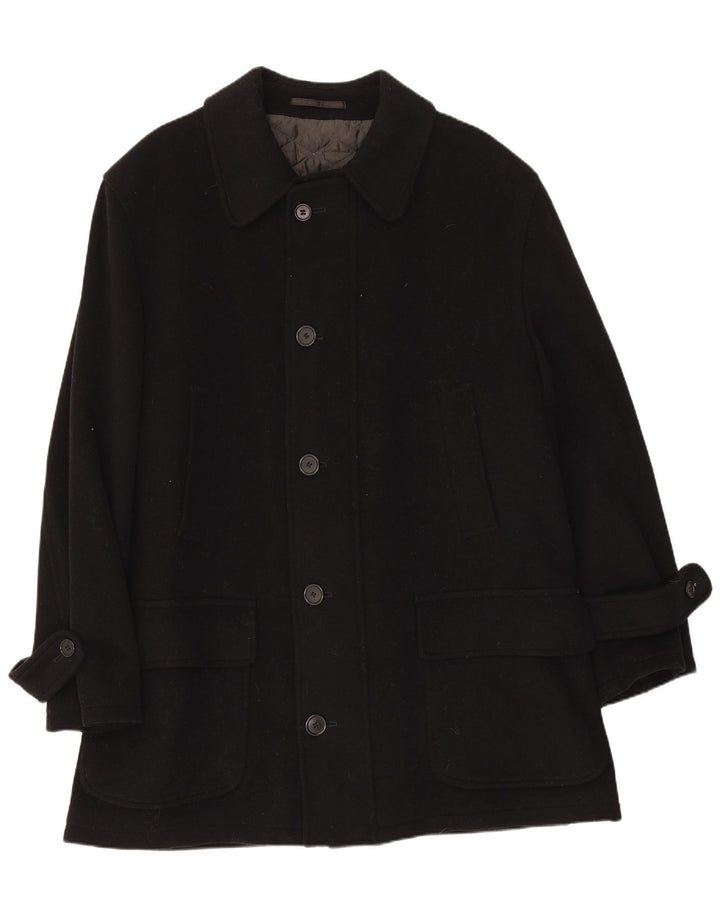 Pierre Cardin Mens Overcoat IT 50 Large Black Wool