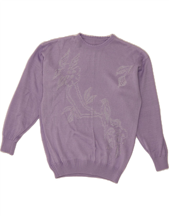VINTAGE Womens Crew Neck Jumper Sweater UK 14 Medium Purple Vintage Vintage and Second-Hand Vintage from Messina Hembry 