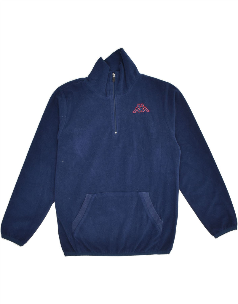 KAPPA Boys Zip Neck Fleece Jumper 9-10 Years Large Navy Blue Polyester | Vintage Kappa | Thrift | Second-Hand Kappa | Used Clothing | Messina Hembry 