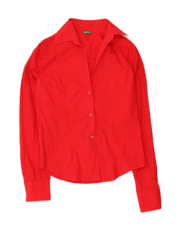 Benetton Womens Shirt Blouse UK 12 Medium Red