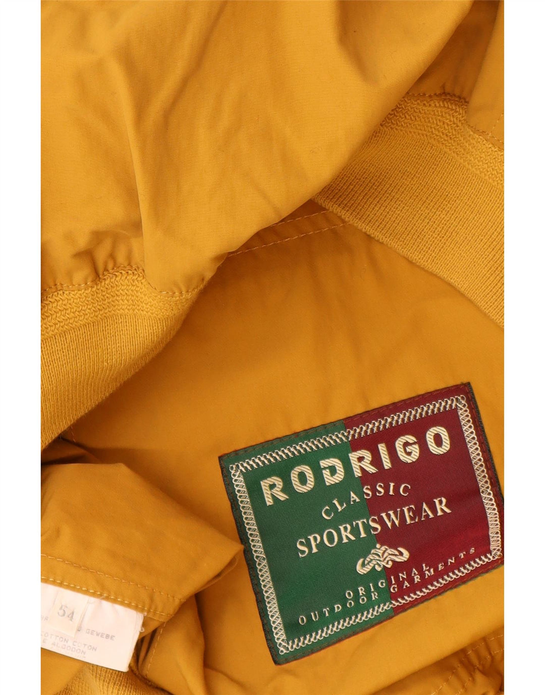 Rodrigo Mens Bomber Jacket IT 54 2XL Yellow Cotton