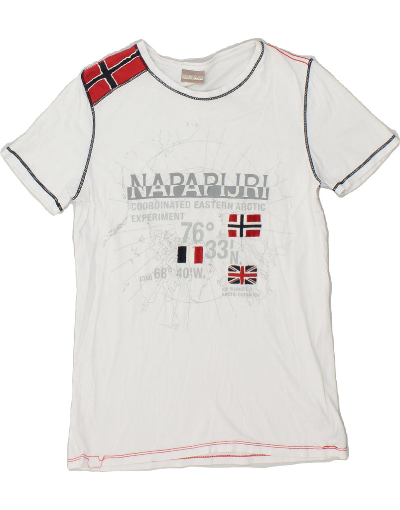 NAPAPIJRI Boys Graphic T-Shirt Top 13-14 Years White Cotton | Vintage Napapijri | Thrift | Second-Hand Napapijri | Used Clothing | Messina Hembry 