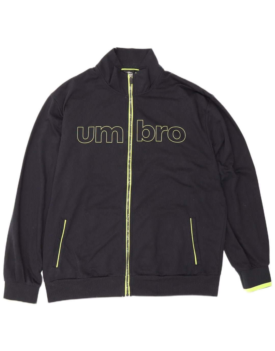 Umbro Mens Graphic Tracksuit Top Jacket IT 56 XL Black Cotton