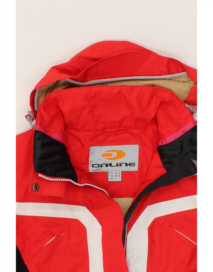 VINTAGE Womens Hooded Windbreaker Jacket UK 10 Small  Red Colourblock Vintage Vintage and Second-Hand Vintage from Messina Hembry 