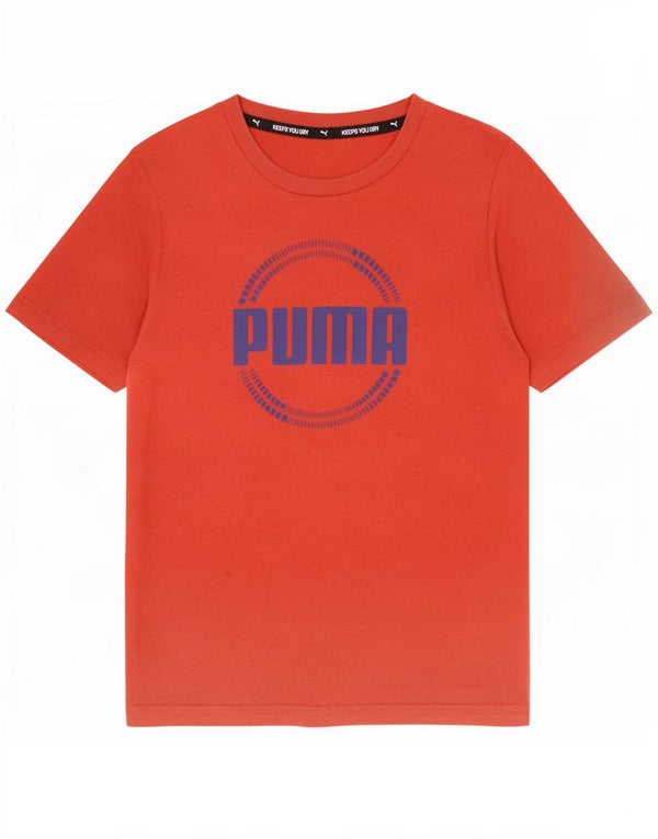 Puma Boys Graphic T-Shirt Top 9-10 Years Red Cotton