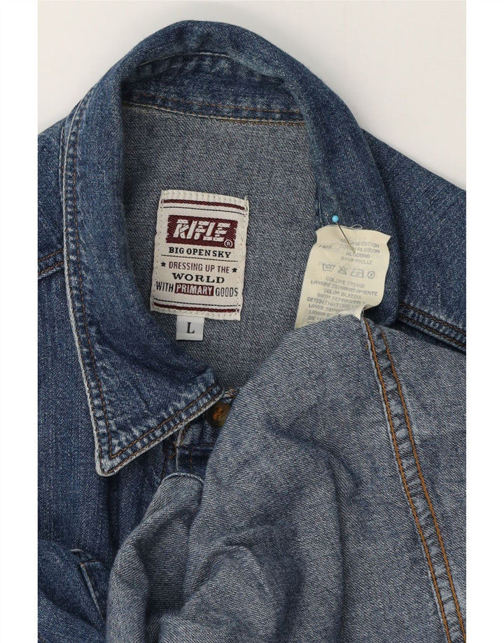 Rifle Mens Denim Shirt Large Blue Cotton