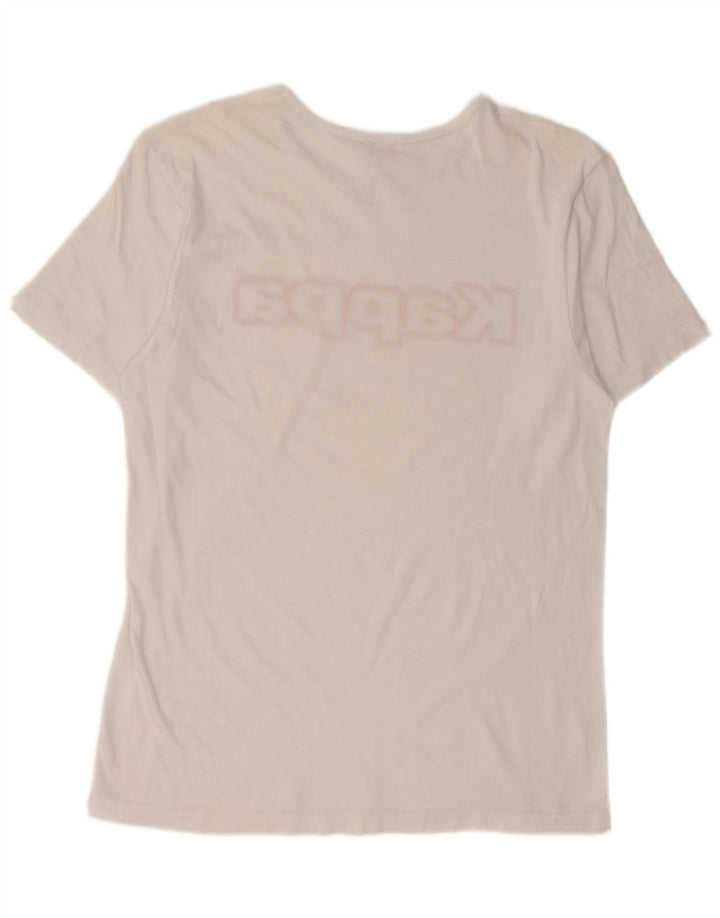 Kappa Womens Graphic T-Shirt Top UK 14 Medium White Cotton