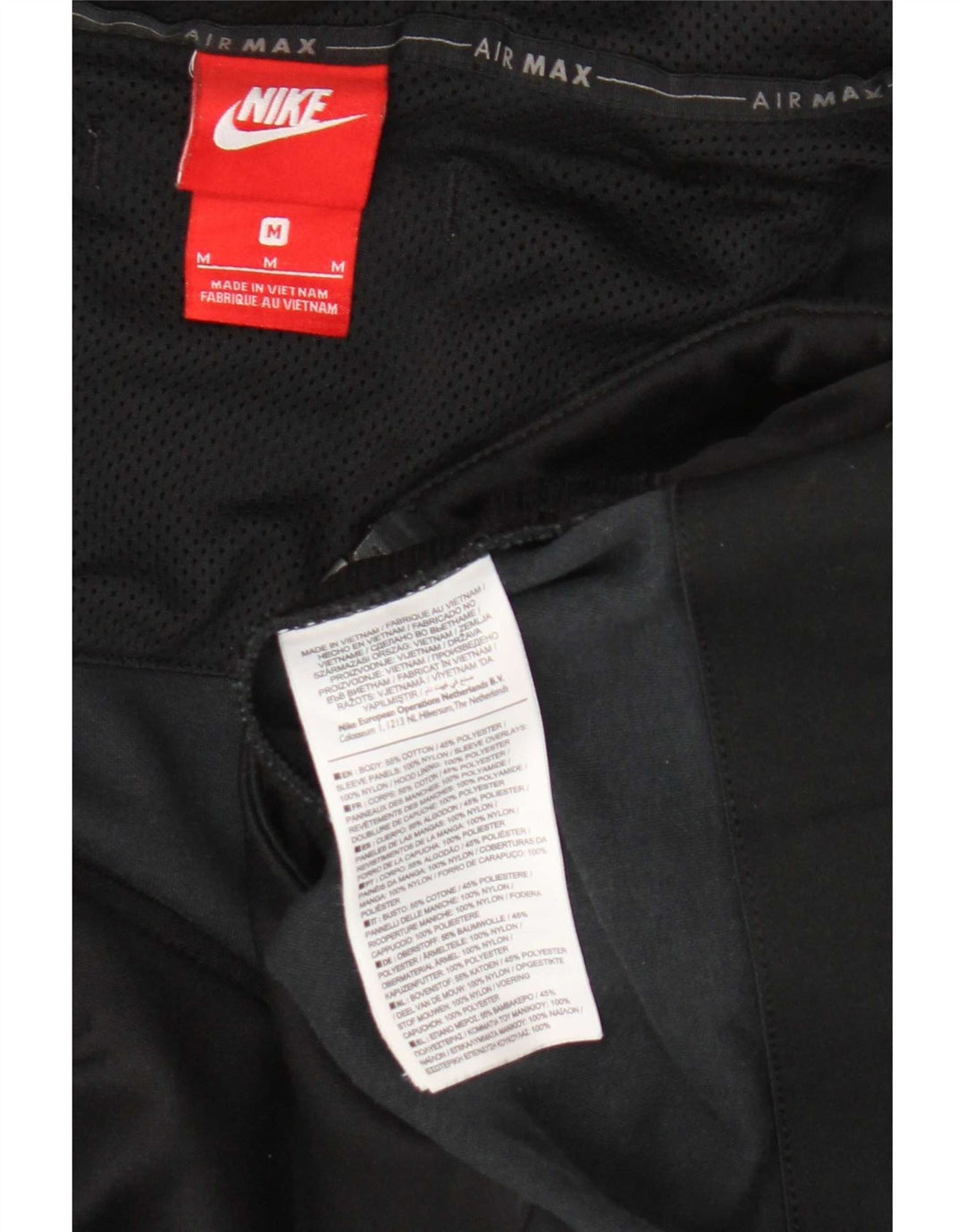 Nike Mens Graphic Hooded Tracksuit Top Jacket Medium Black Cotton