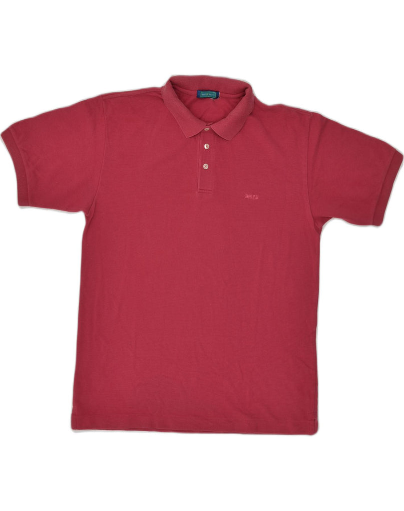 BELFE Mens Polo Shirt Medium Red Cotton | Vintage Belfe | Thrift | Second-Hand Belfe | Used Clothing | Messina Hembry 