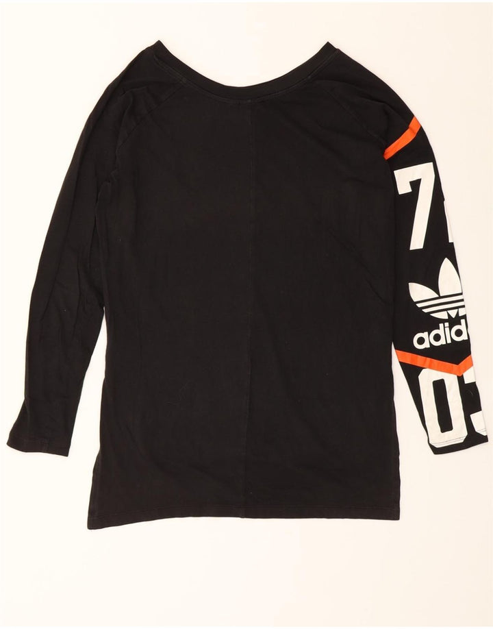 ADIDAS Womens Oversized Graphic Top Long Sleeve UK 10 Small  Black Cotton Vintage Adidas and Second-Hand Adidas from Messina Hembry 