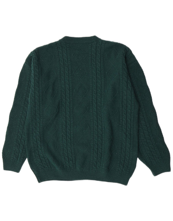 Vintage Mens Crew Neck Jumper Sweater 2XL Green Acrylic