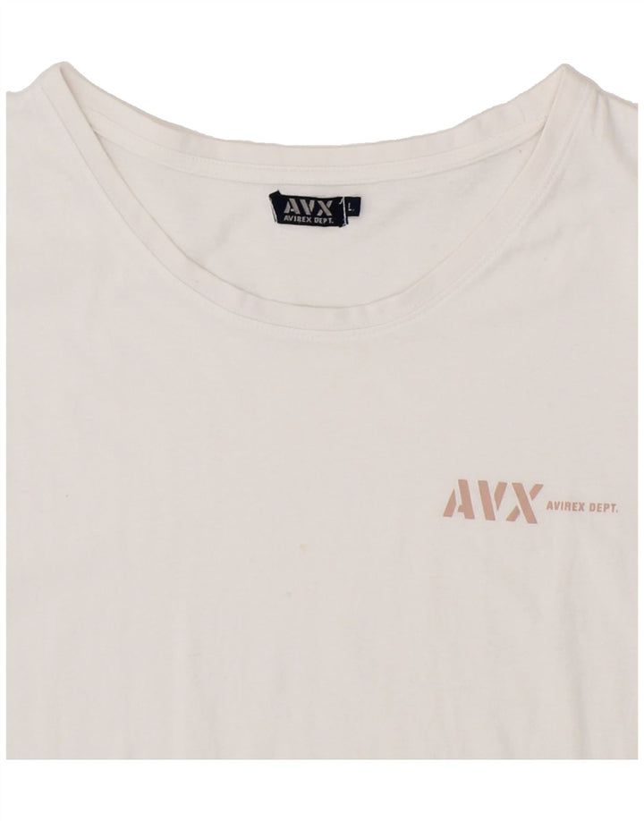 AVIREX Womens T-Shirt Top UK 14 Large White Cotton Vintage Avirex and Second-Hand Avirex from Messina Hembry 