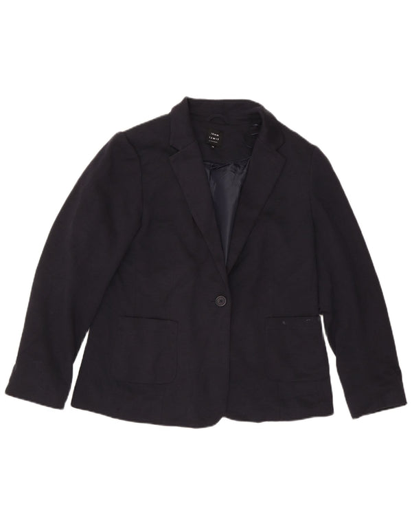 John Lewis Womens 1 Button Blazer Jacket UK 14 Medium Navy Blue Polyester