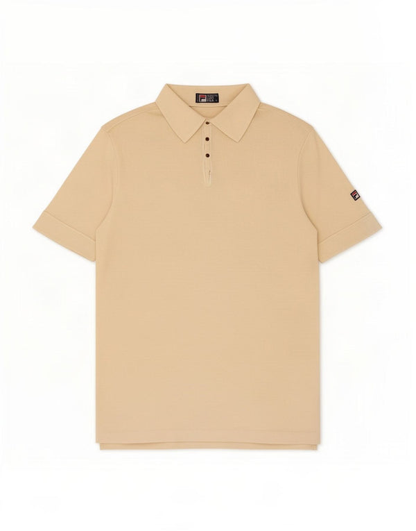 Fila Mens Polo Shirt Small Beige Cotton