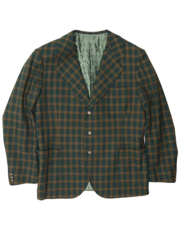 Vintage Mens 3 Button Blazer Jacket UK 38 Medium Green Check