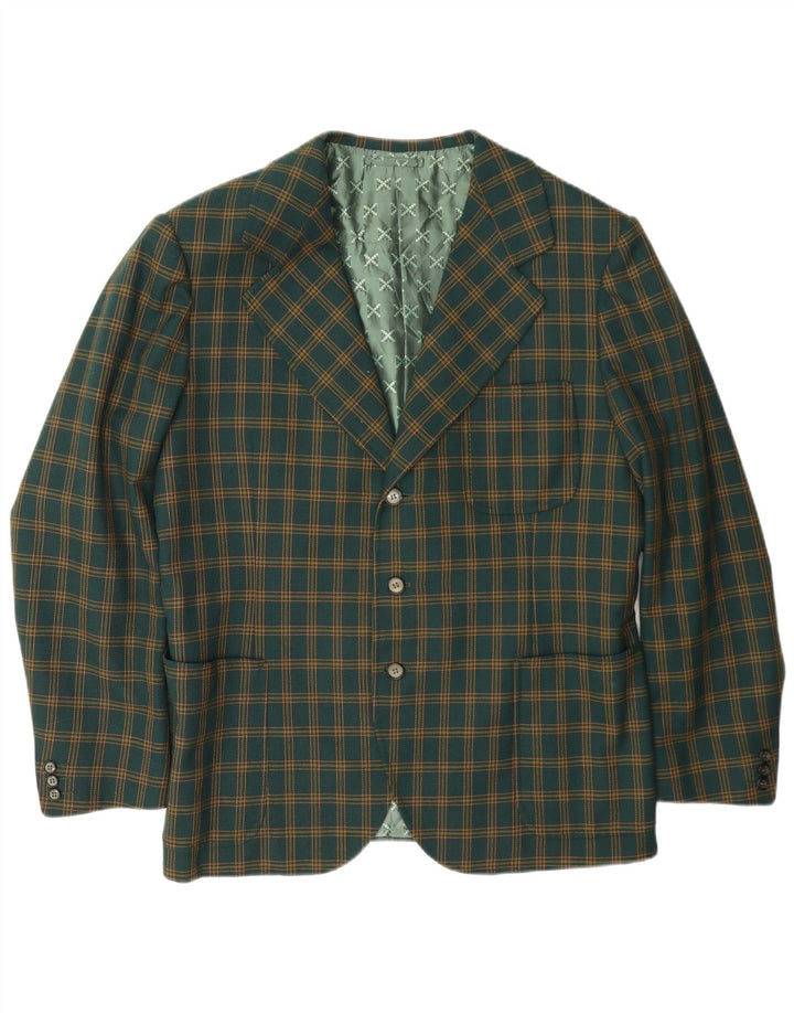 Vintage Mens 3 Button Blazer Jacket UK 38 Medium Green Check
