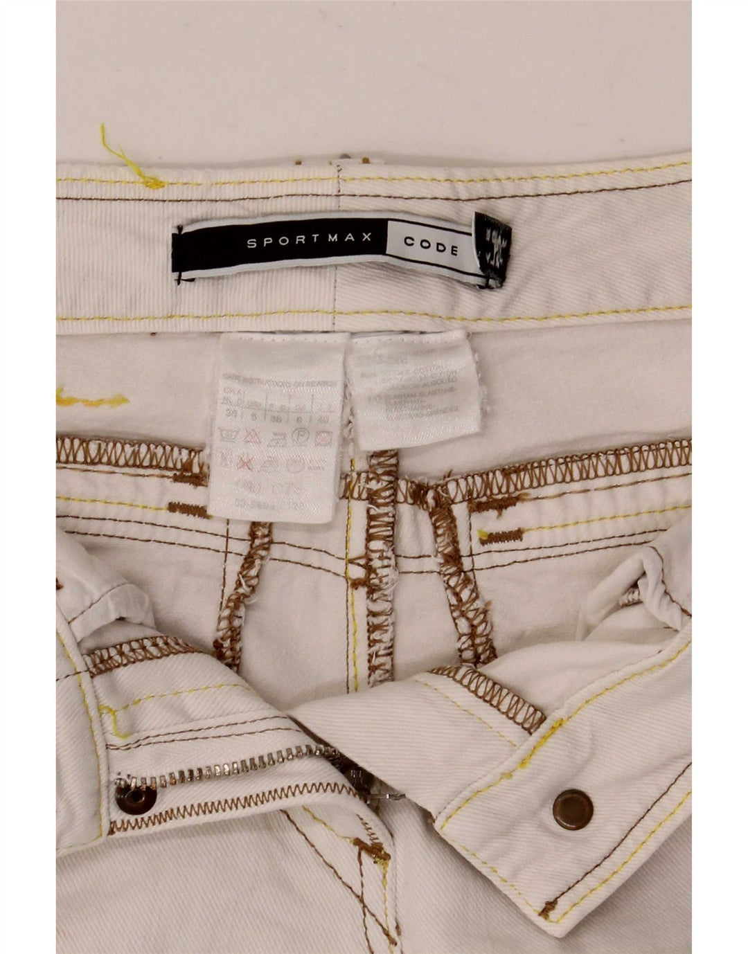 Sportmax Womens Denim Shorts UK 8 Small W27 White Cotton