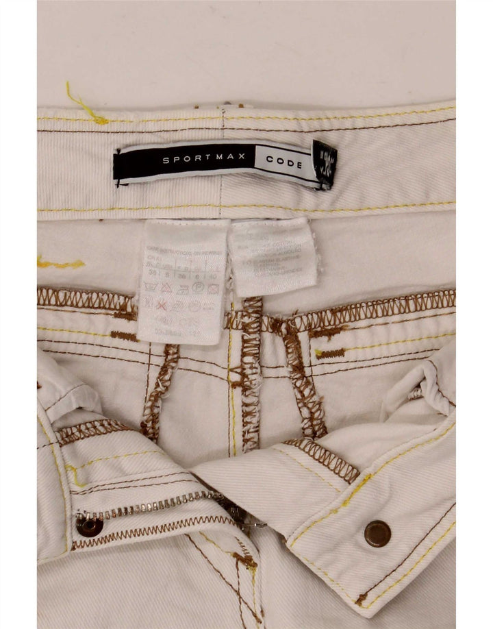 Sportmax Womens Denim Shorts UK 8 Small W27 White Cotton