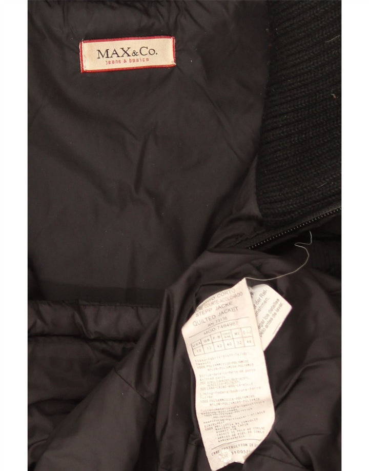 Max & Co. Womens Hooded Padded Jacket UK 12 Medium Black Polyamide