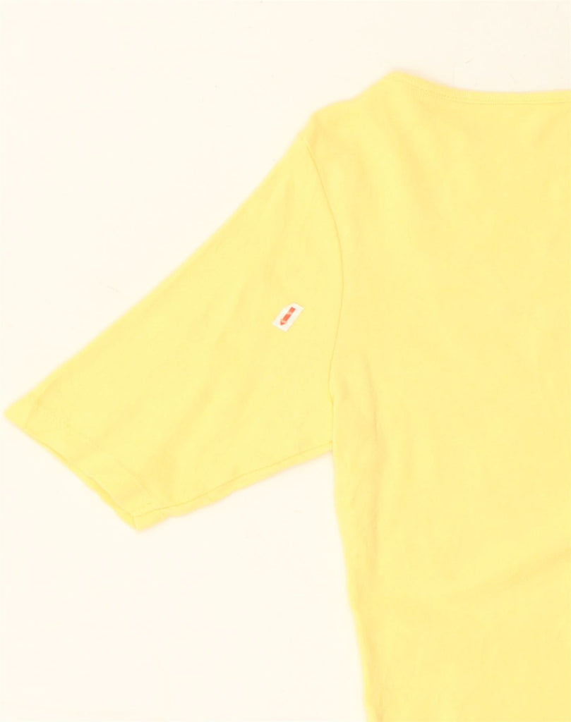 TOMMY HILFIGER Womens T-Shirt Top UK 14 Medium Yellow Cotton | Vintage Tommy Hilfiger | Thrift | Second-Hand Tommy Hilfiger | Used Clothing | Messina Hembry 