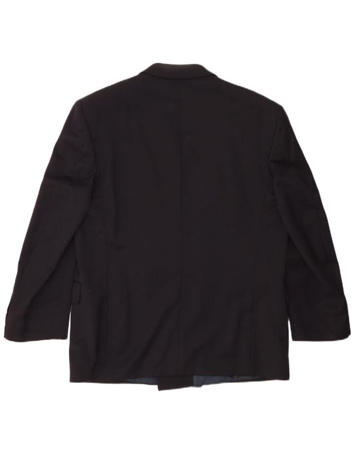 Jaeger Mens Double Breasted Blazer Jacket IT 54 2XL Navy Blue Wool