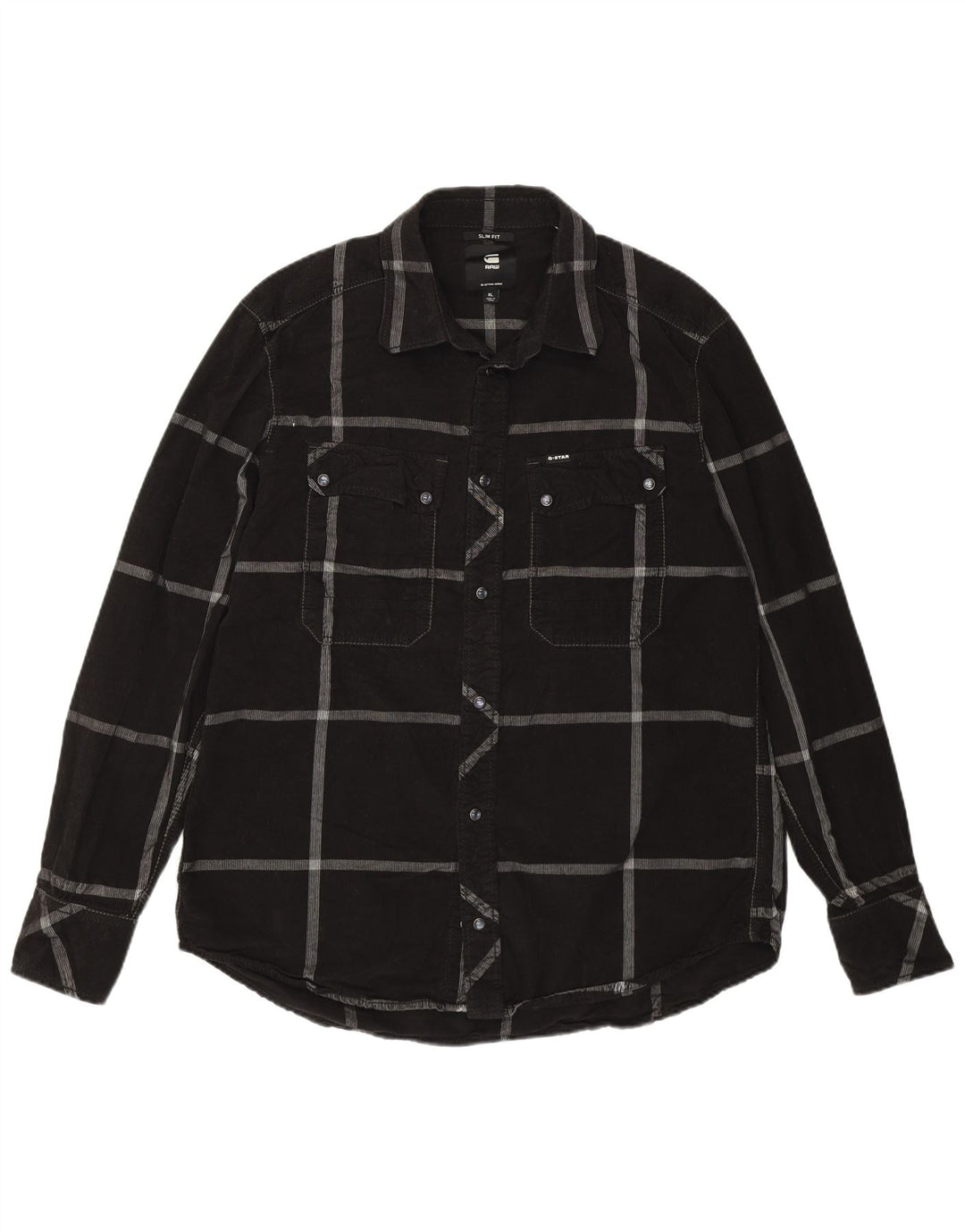 G-Star Mens Corduroy Shirt XL Black Check Cotton
