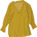 VINTAGE Womens 3/4 Sleeve Blouse Top UK 12 Medium Yellow Polka Dot Vintage Vintage and Second-Hand Vintage from Messina Hembry 