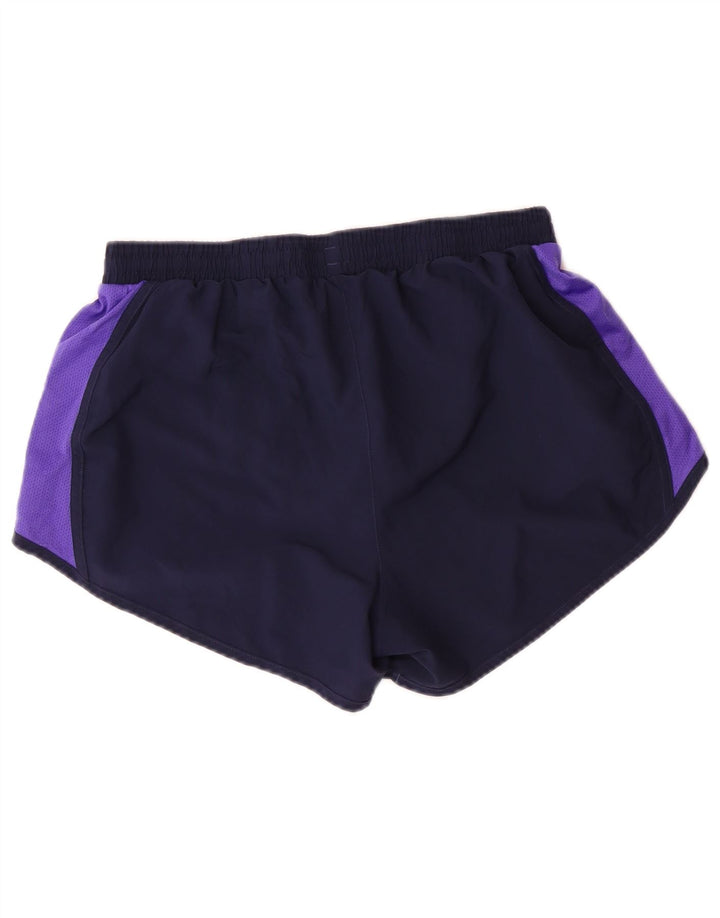 UNDER ARMOUR Womens Sport Shorts UK 12 Medium  Navy Blue Colourblock