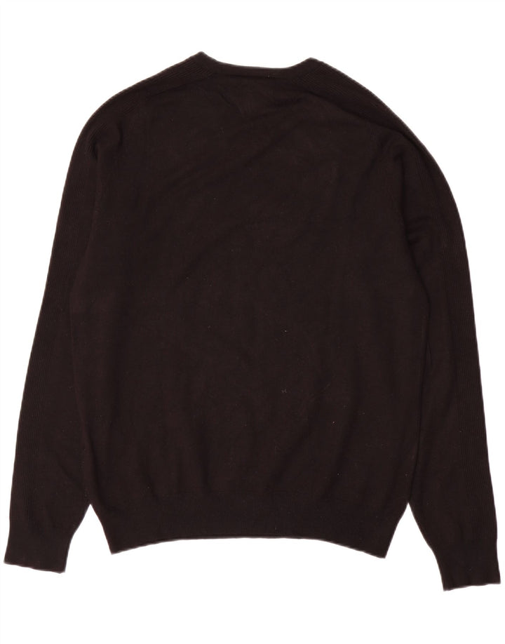 Armani Jeans Mens V-Neck Jumper Sweater Large Black Viscose