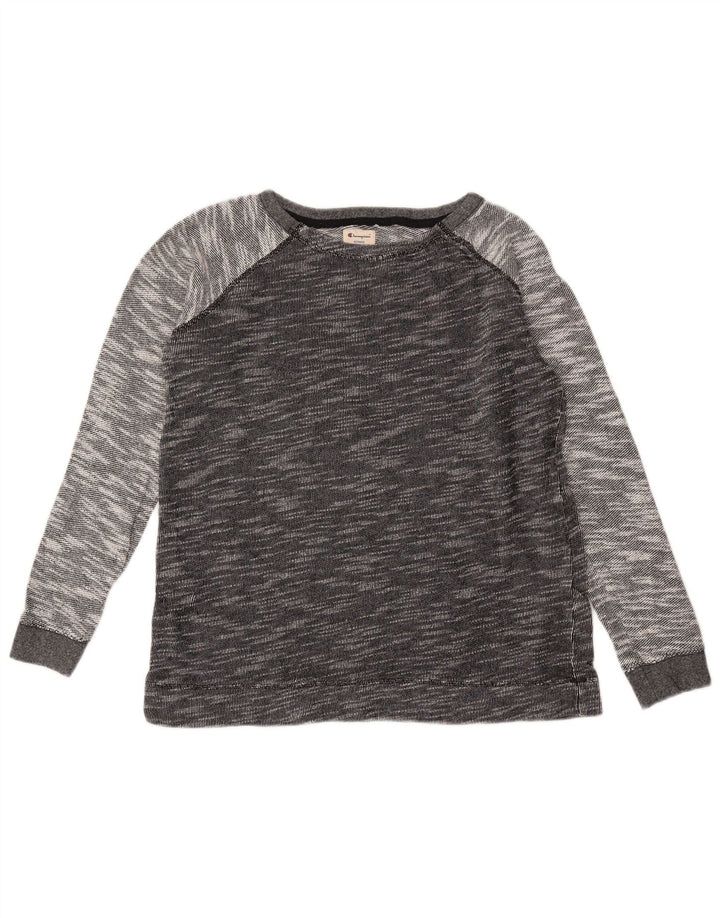 Champion Womens Sweatshirt Jumper UK 14 Medium Grey Flecked Cotton