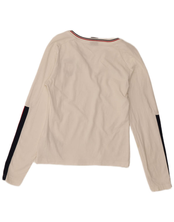 Nike Womens Crop Graphic Top Long Sleeve UK 10/12 Medium White Colourblock