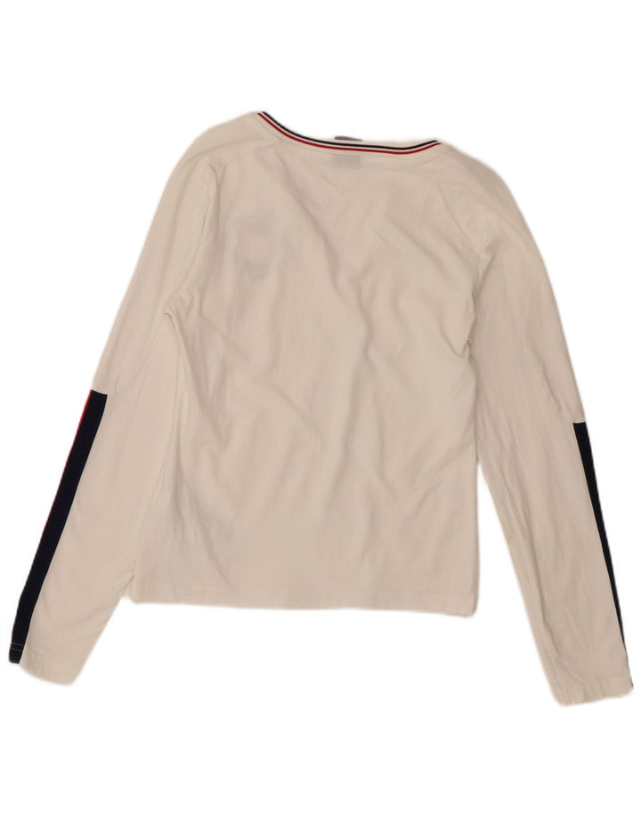 Nike Womens Crop Graphic Top Long Sleeve UK 10/12 Medium White Colourblock