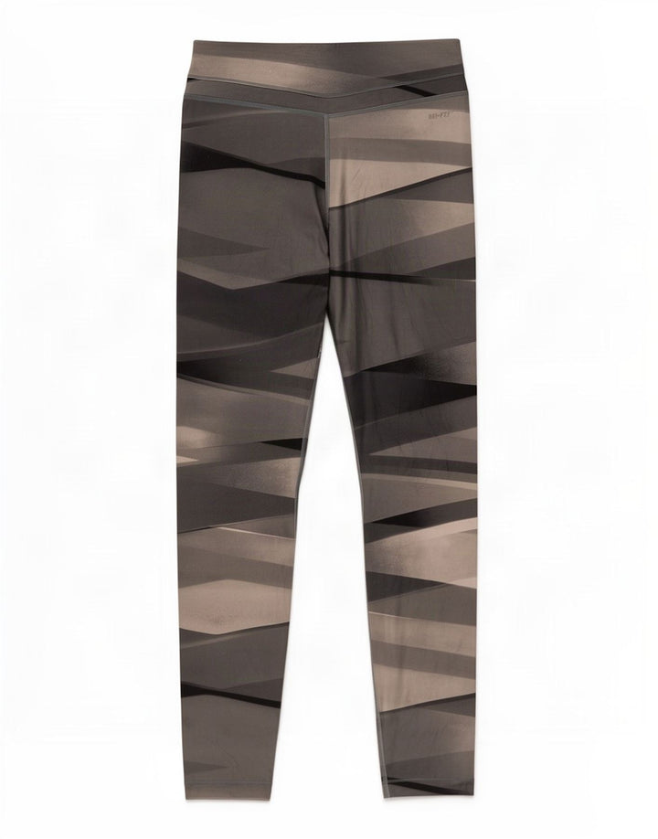 Nike Womens Dri Fit Leggings UK 12 Medium Grey Geometric Polyester