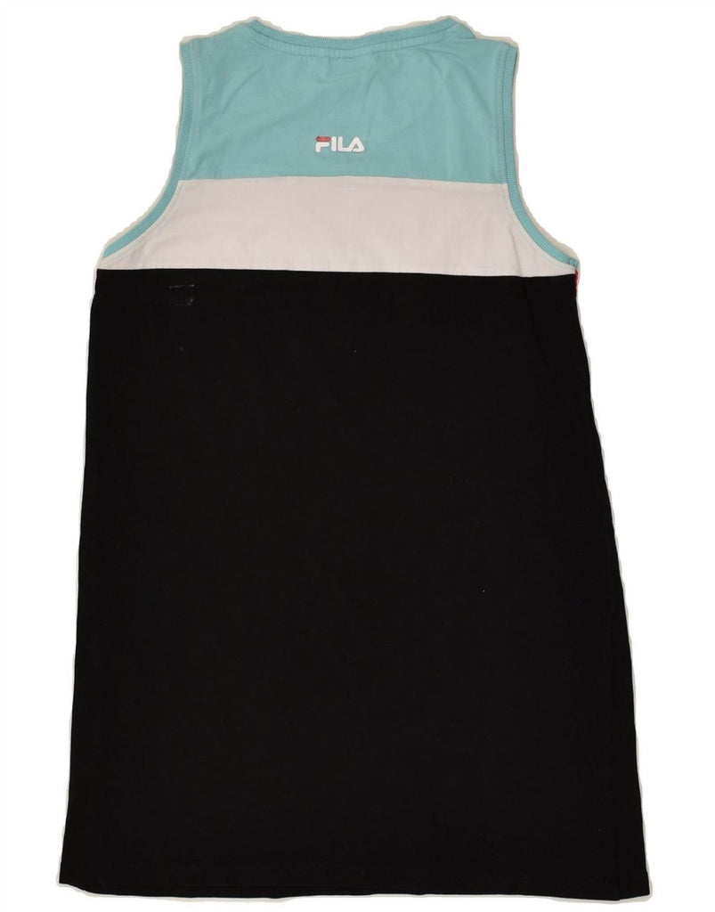 FILA Girls Graphic T-Shirt Dress 14-15 Years Black Colourblock Cotton | Vintage Fila | Thrift | Second-Hand Fila | Used Clothing | Messina Hembry 