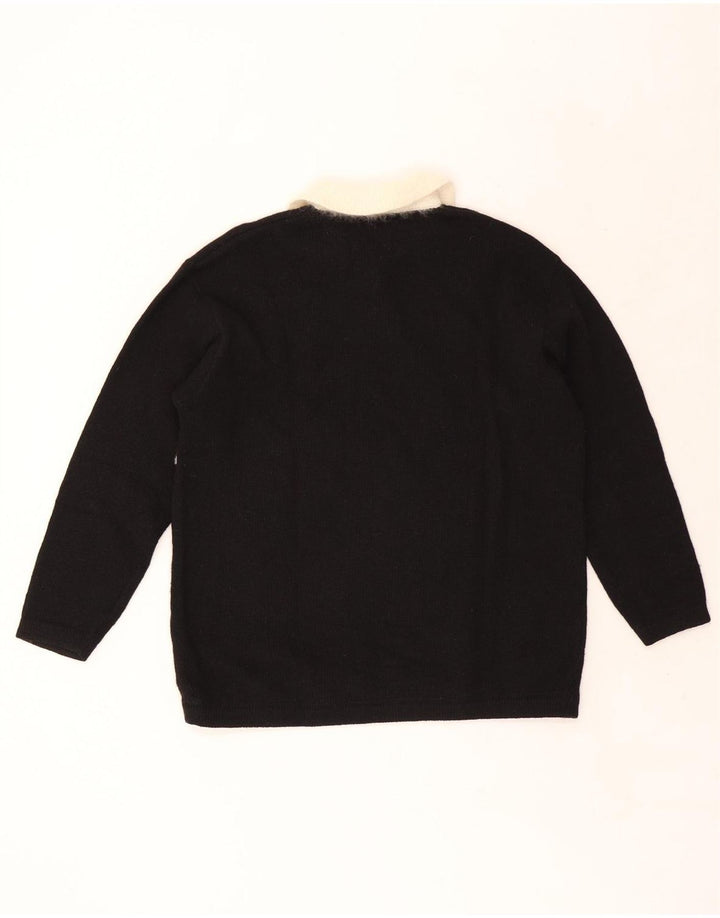 CECILIA BENETTI Womens Polo Neck Jumper Sweater UK 14 Medium Black Floral