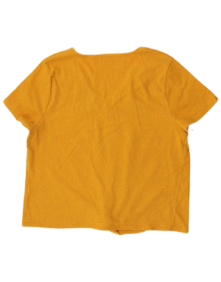 J. Crew Womens Front Tie Blouse Top UK 18 XL Yellow Cotton