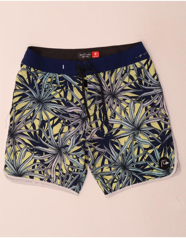 Quiksilver Mens Swimming Shorts Large  Blue Floral Polyester
