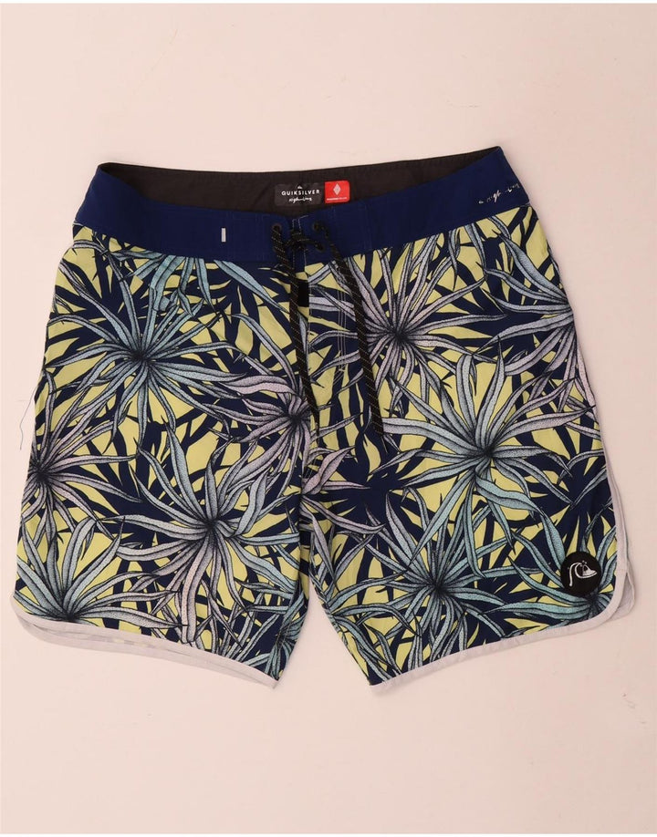 Quiksilver Mens Swimming Shorts Large  Blue Floral Polyester