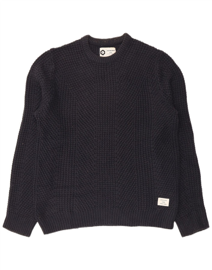 JACK & JONES Mens Crew Neck Jumper Sweater Large Navy Blue Cotton