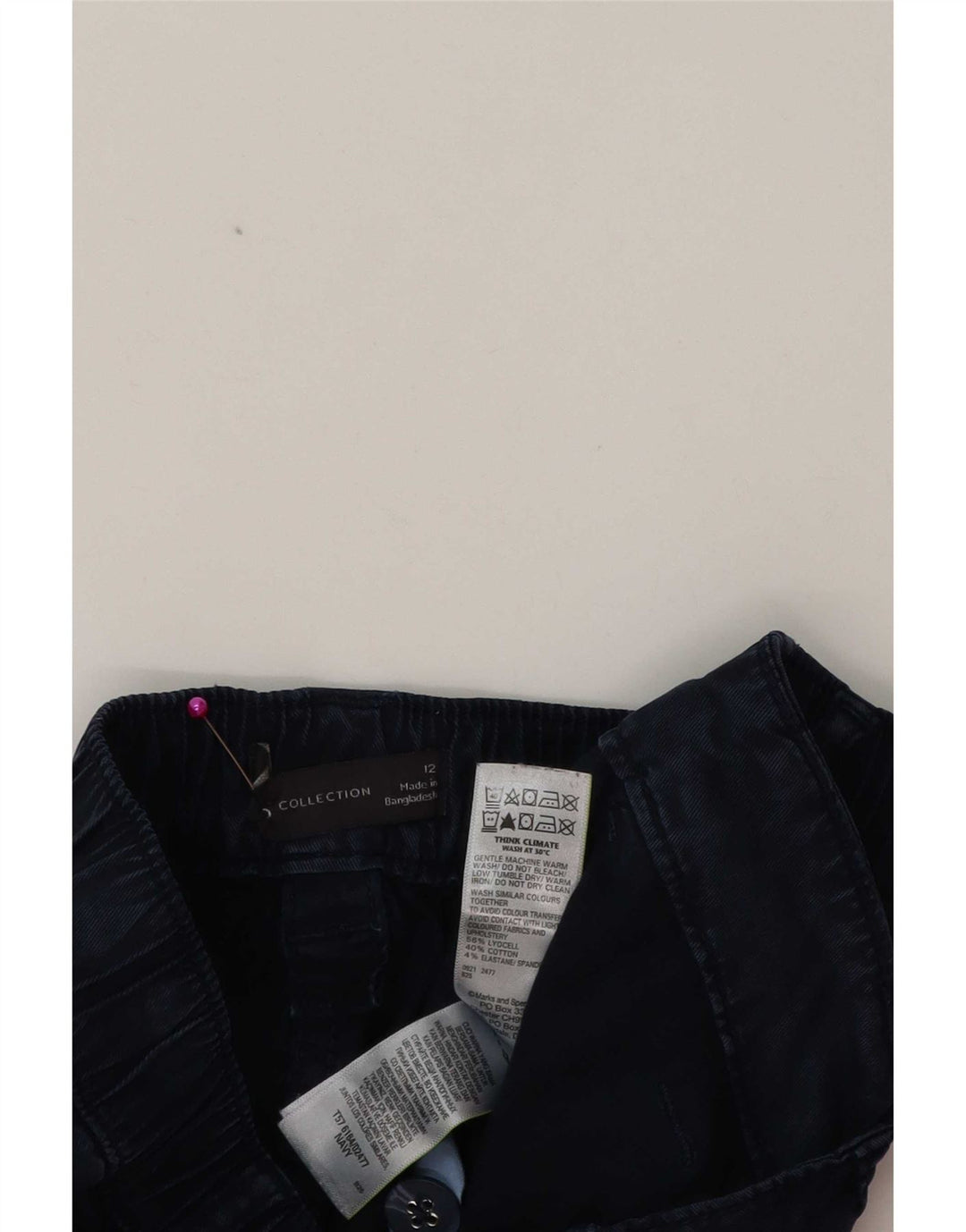 Marks & Spencer Womens Cargo Trousers UK 12 Medium W32 L27 Navy Blue