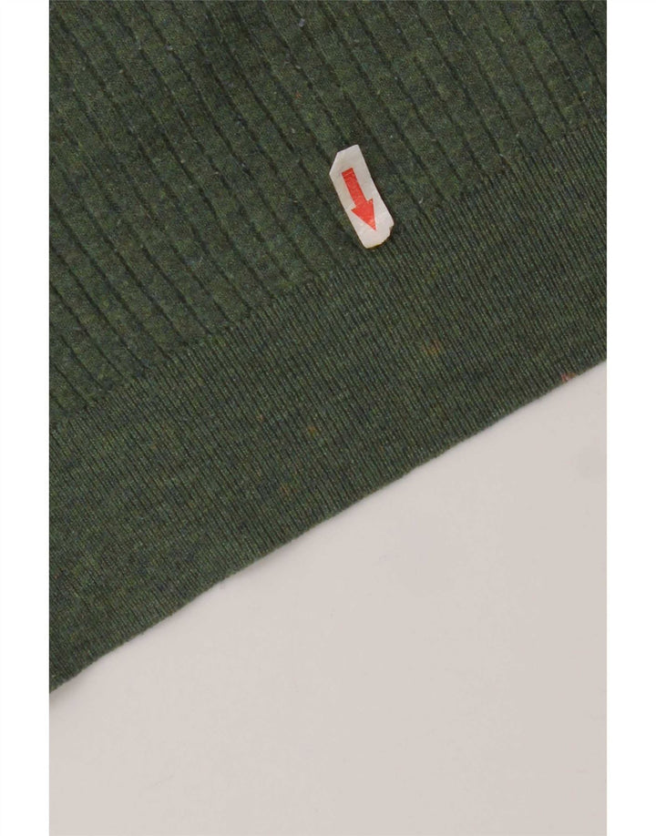 Marks & Spencer Womens Zip Neck Jumper Sweater UK 14 Medium Green Polyester