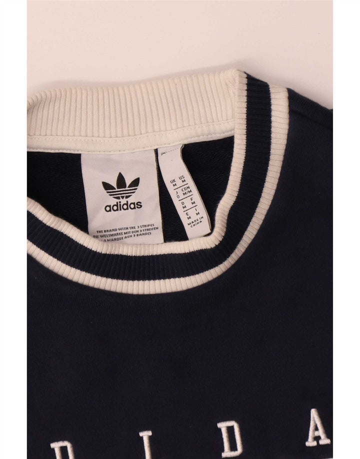 Adidas Mens Graphic Sweatshirt Jumper Medium Navy Blue Cotton