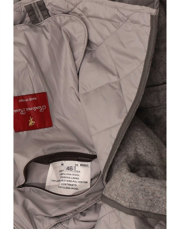 Sartoria Rossi Mens 3 Button Quilted Blazer Jacket IT 46 Small Grey Wool